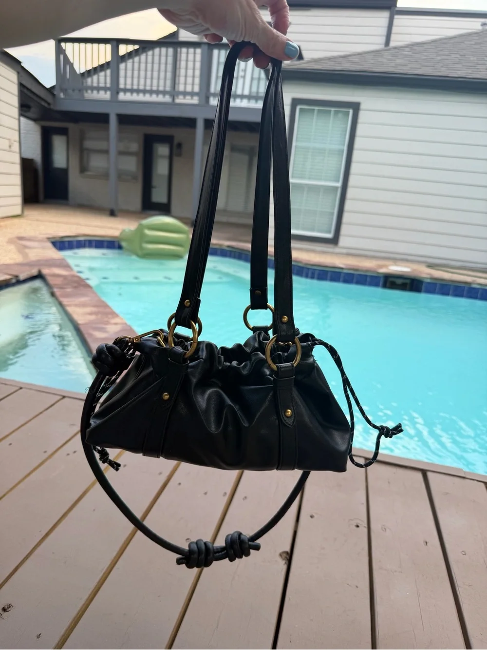 American Eagle Black Drawstring Bucket Bag - New with tag